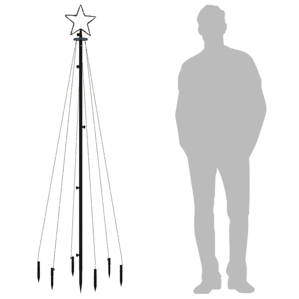 vidaXL Choinka z kołkiem gruntowym, 108 zimnych białych LED, 180 cm