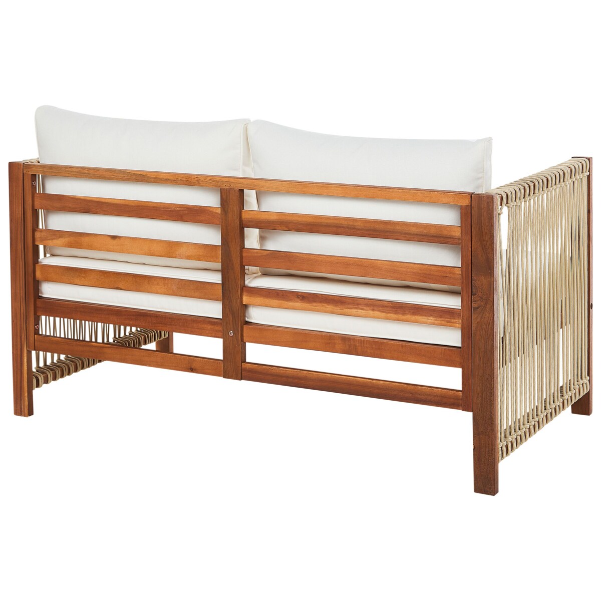 Zestaw ogrodowy 4-osobowy drewniany z plecionką beżową ANTRIA