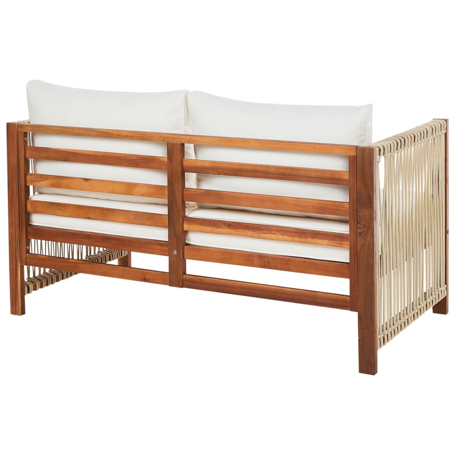 Zestaw ogrodowy 4-osobowy drewniany z plecionką beżową ANTRIA