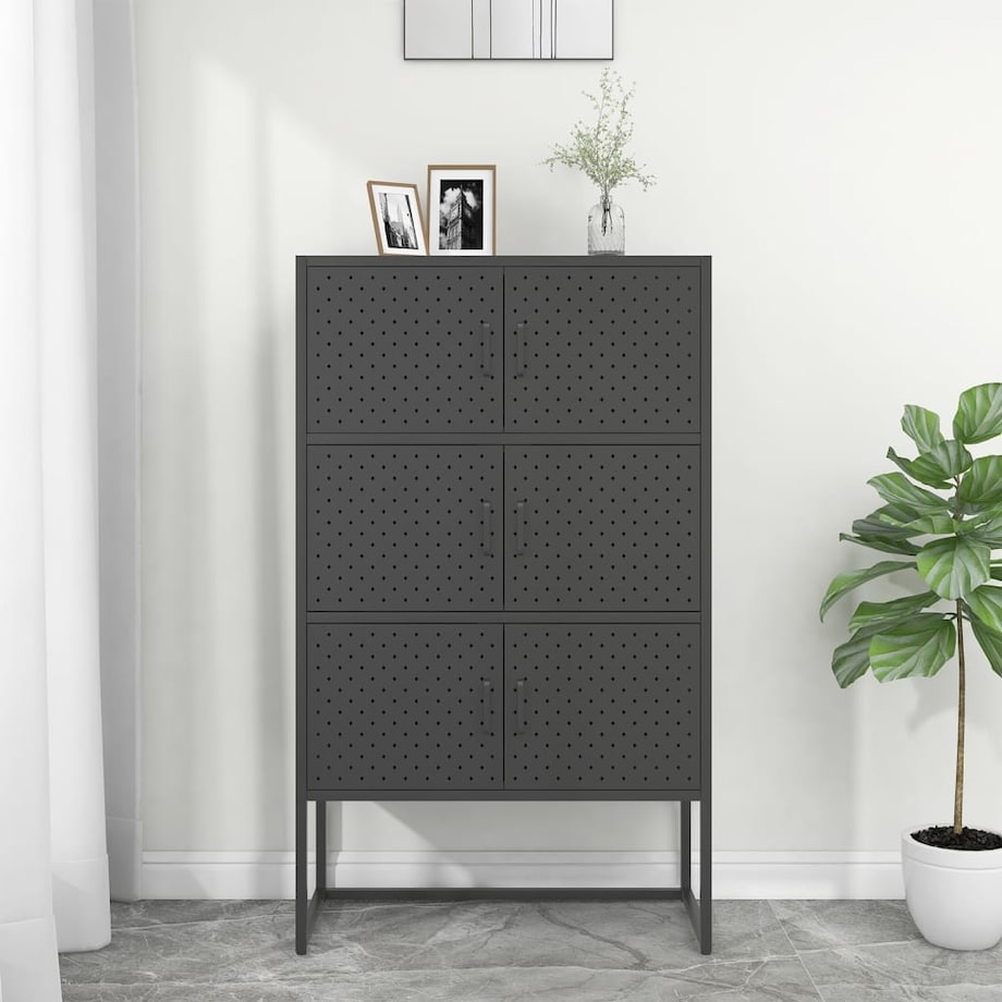 vidaXL Szafka, antracytowa, 80x35x135 cm, stal