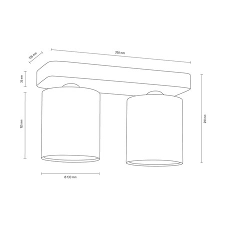 Lampa Sufitowa BRITOP Lighting 2xE27 Max.25W Klasyczny Szary Beton z Białą Tkaniną, Polski Producent, 1 szt.
