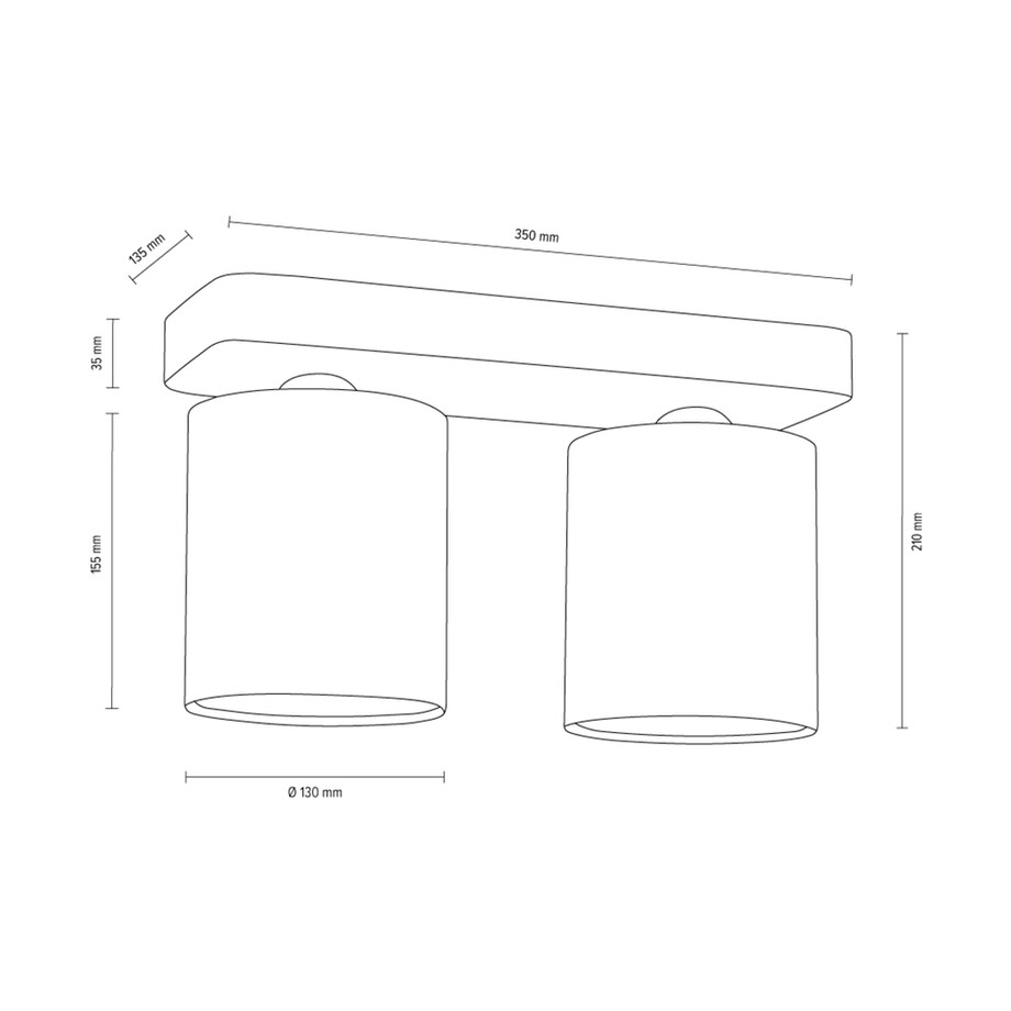 Lampa Sufitowa BRITOP Lighting 2xE27 Max.25W Klasyczny Szary Beton z Białą Tkaniną, Polski Producent, 1 szt.