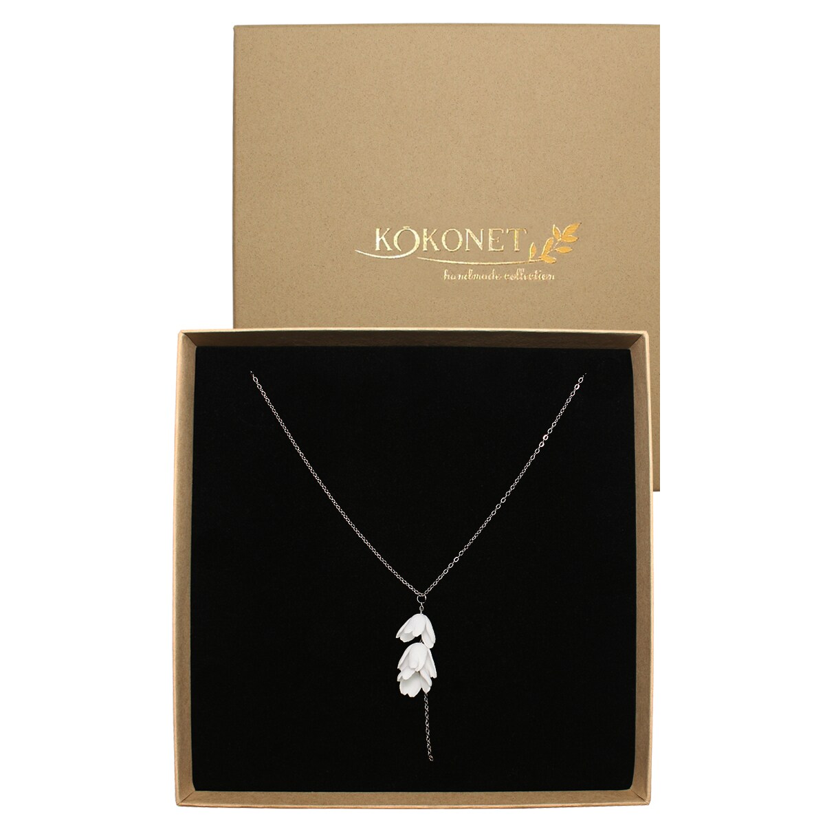 Srebrny naszyjnik z kwiatami robiony RĘCZNIE na ślub wesele rustykalny