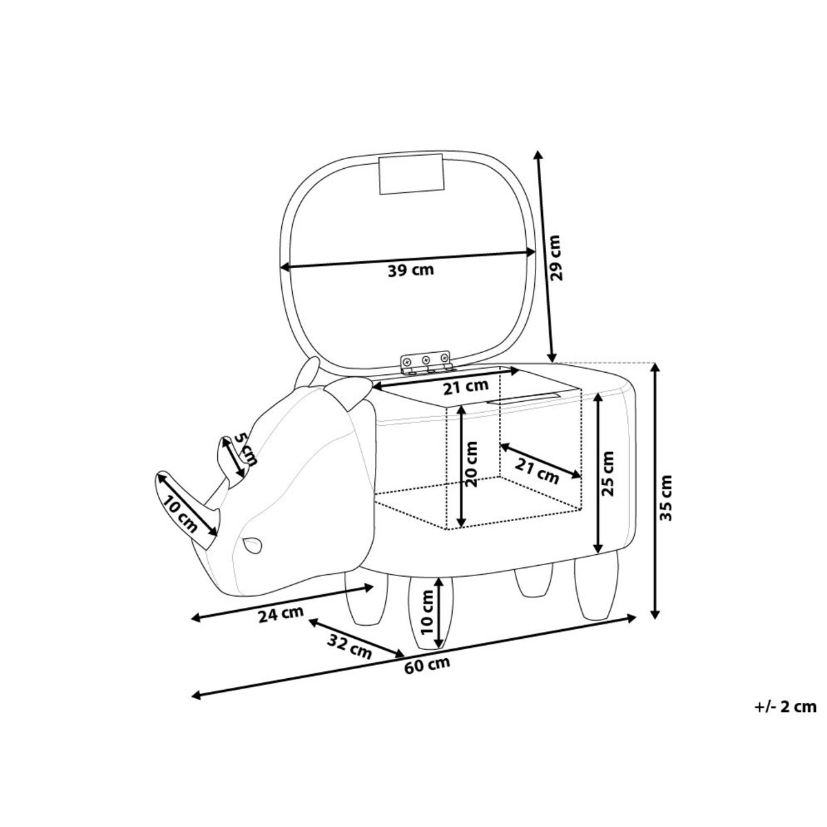 Pufa zwierzak ze schowkiem ekoskóra brązowa RHINO