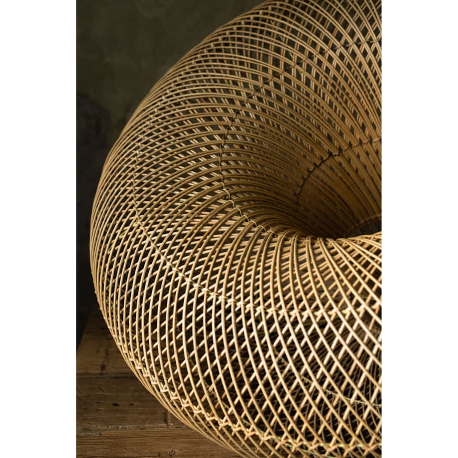 Rattanowa lampa z drewnem teakowym CRATER w rozmiarze XL - naturalna