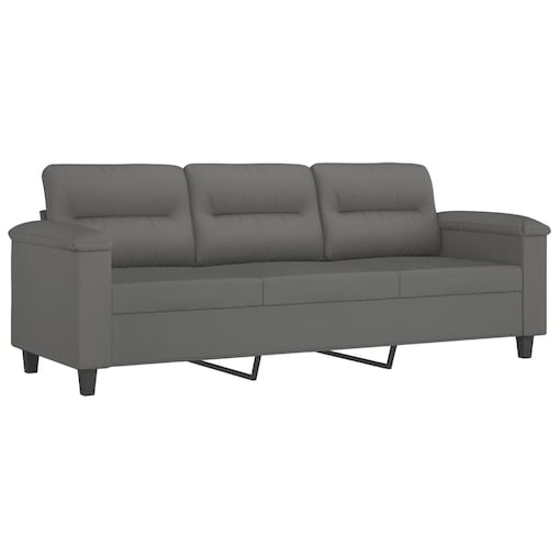vidaXL 3-osobowa sofa, ciemnoszary, 180 cm, tapicerowana mikrofibrą