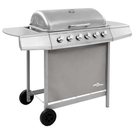 vidaXL Grill gazowy z 6 palnikami, srebrny