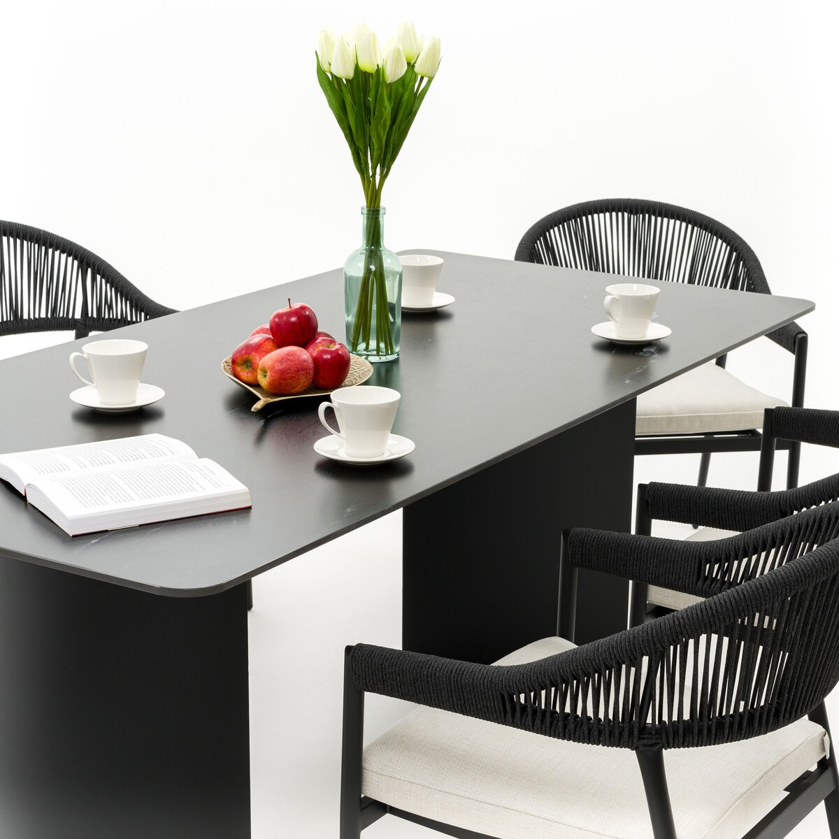 Zestaw mebli ogrodowych aluminiowe nowoczesne BELIZE LUX czarno beżowe