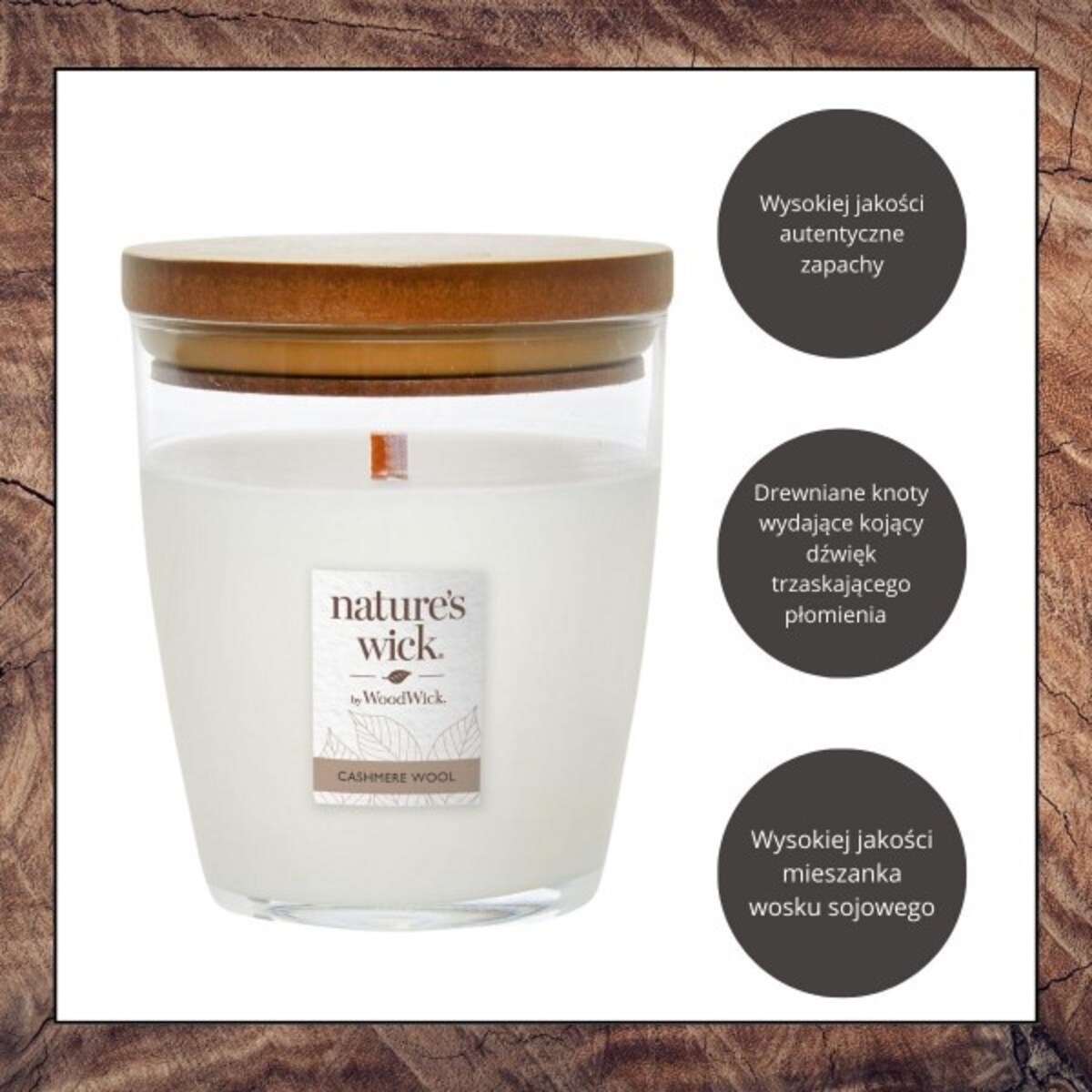 Natures Wick świeca średnia CASHMERE WOOL