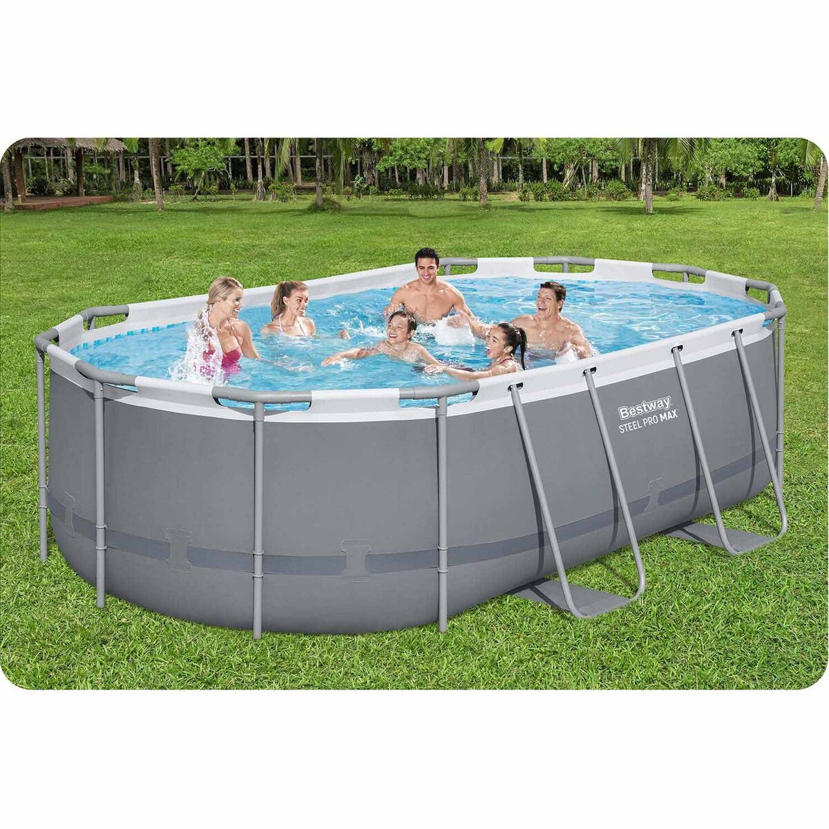 Basen stelażowy ogrodowy Bestway owalny rodzinny 427x250x100 cm 10w1