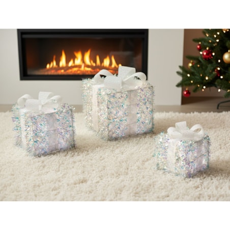 Zestaw 3 dekoracji świątecznych LED HALLANGEN Prezenty świąteczne 20/25/30 cm Kolorowy