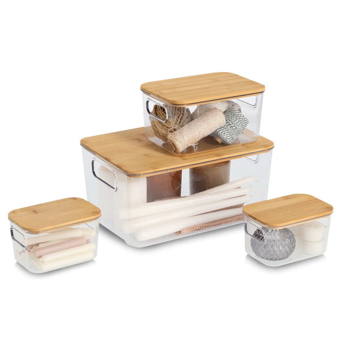 Zestaw organizerów kuchennych ZELLER, 4 szt. bambusowe pokrywki