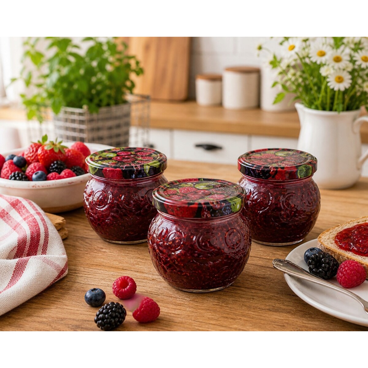 3x SŁOIK mały 215ml grawerowany na owoce dżem wek przetwory soki pojemnik