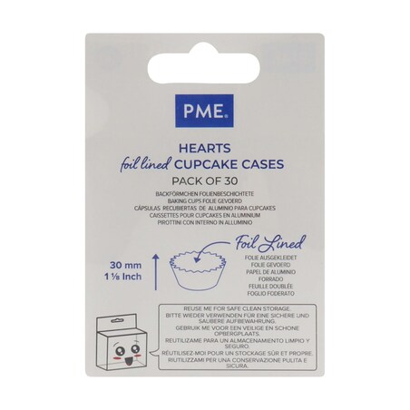 PME Papilotki do babeczek serca (30 sztuk) biały