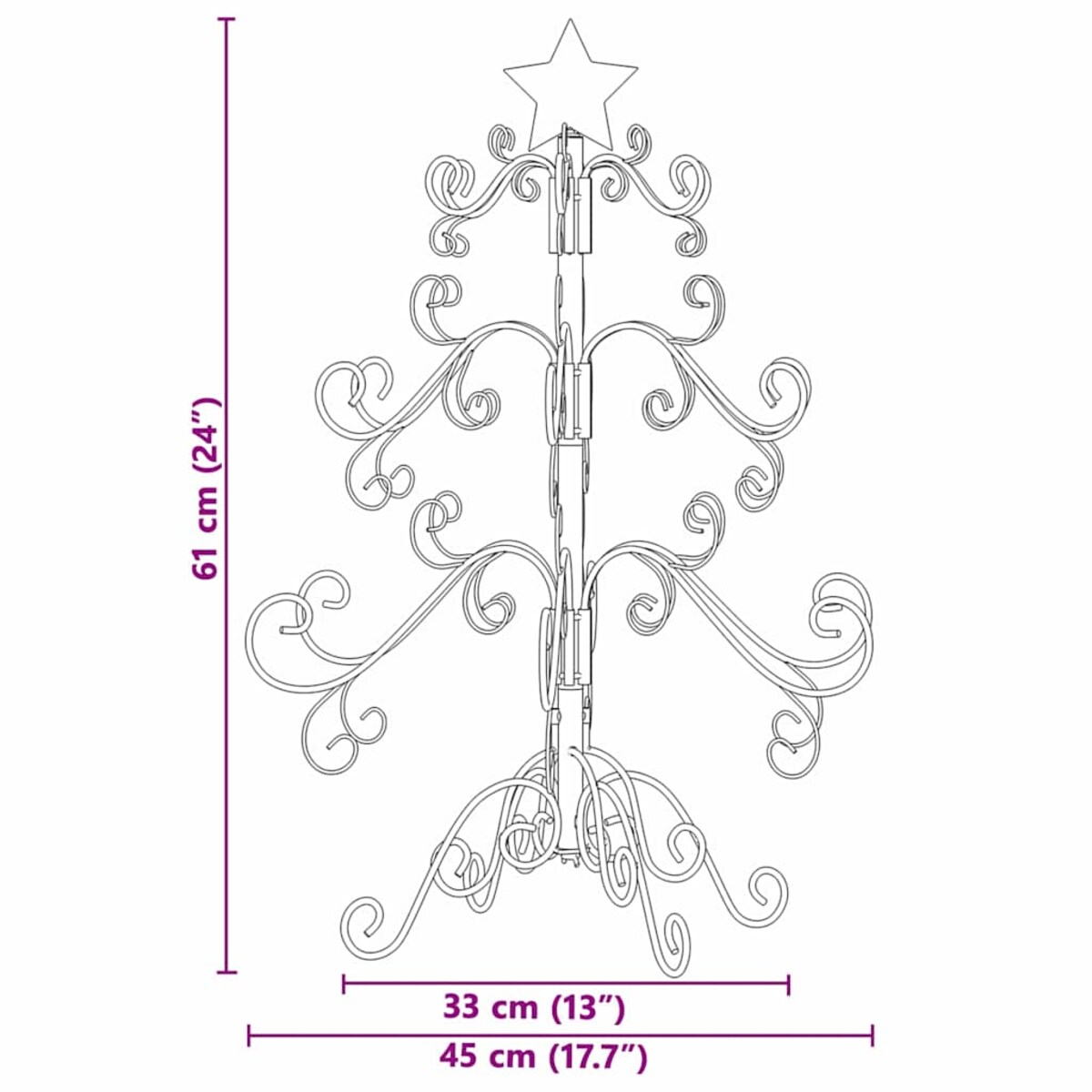 vidaXL Metalowa choinka świąteczna złoty 60 cm Stal Malowana Proszkowo