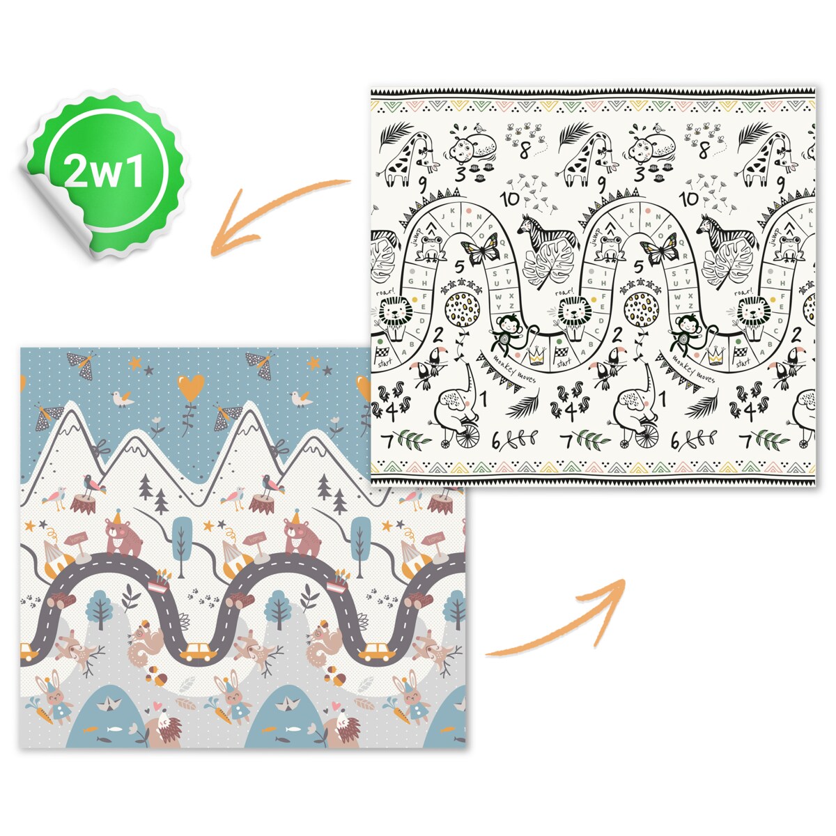 Mata piankowa edukacyjna składana dla dzieci duża 180x200 dywan Nukido