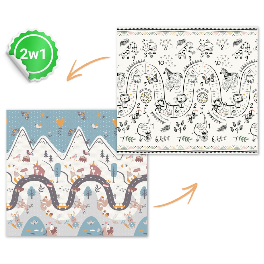 Mata piankowa edukacyjna składana dla dzieci duża 180x200 dywan Nukido