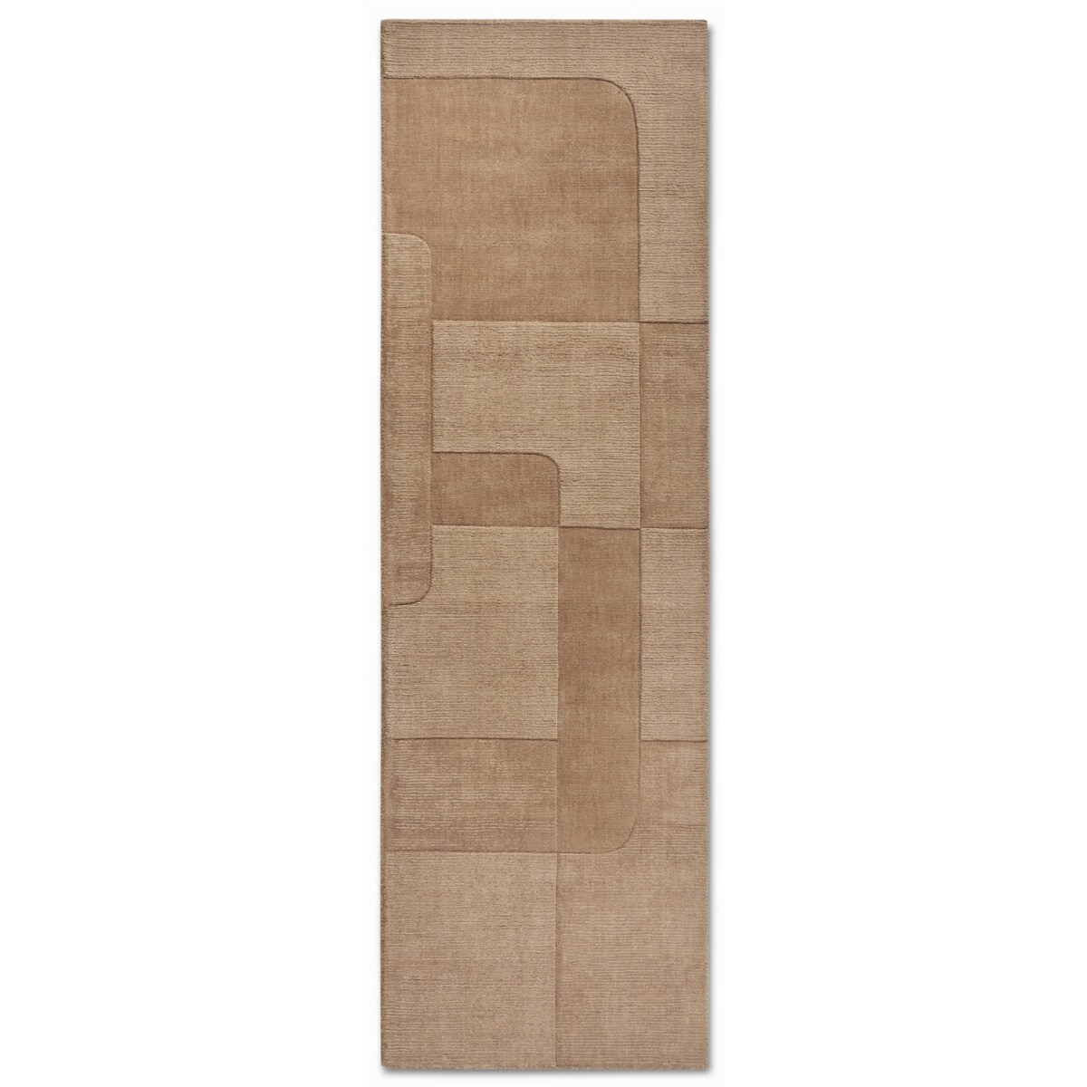 Chodnik wełniany do korytarza 80x250cm, beżowy nowoczesny wzór 3D