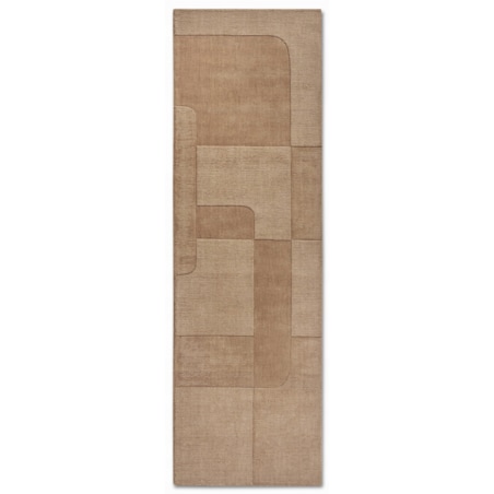 Chodnik wełniany do korytarza 80x250cm, beżowy nowoczesny wzór 3D
