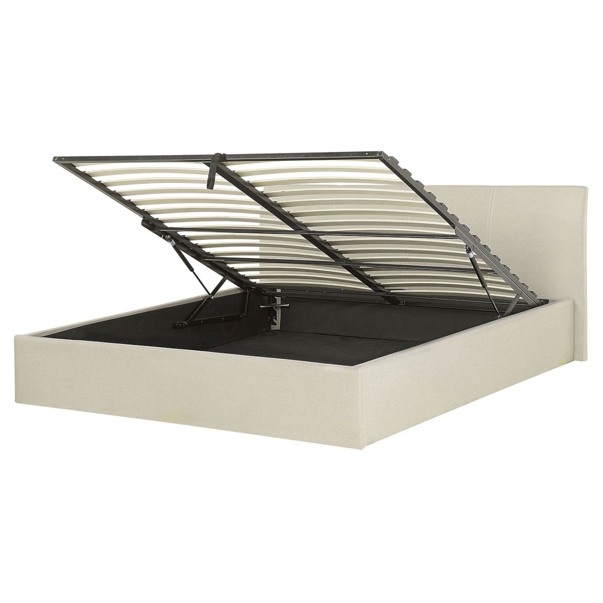 Łóżko z pojemnikiem tapicerowane 160 x 200 cm beżowe ORBEY