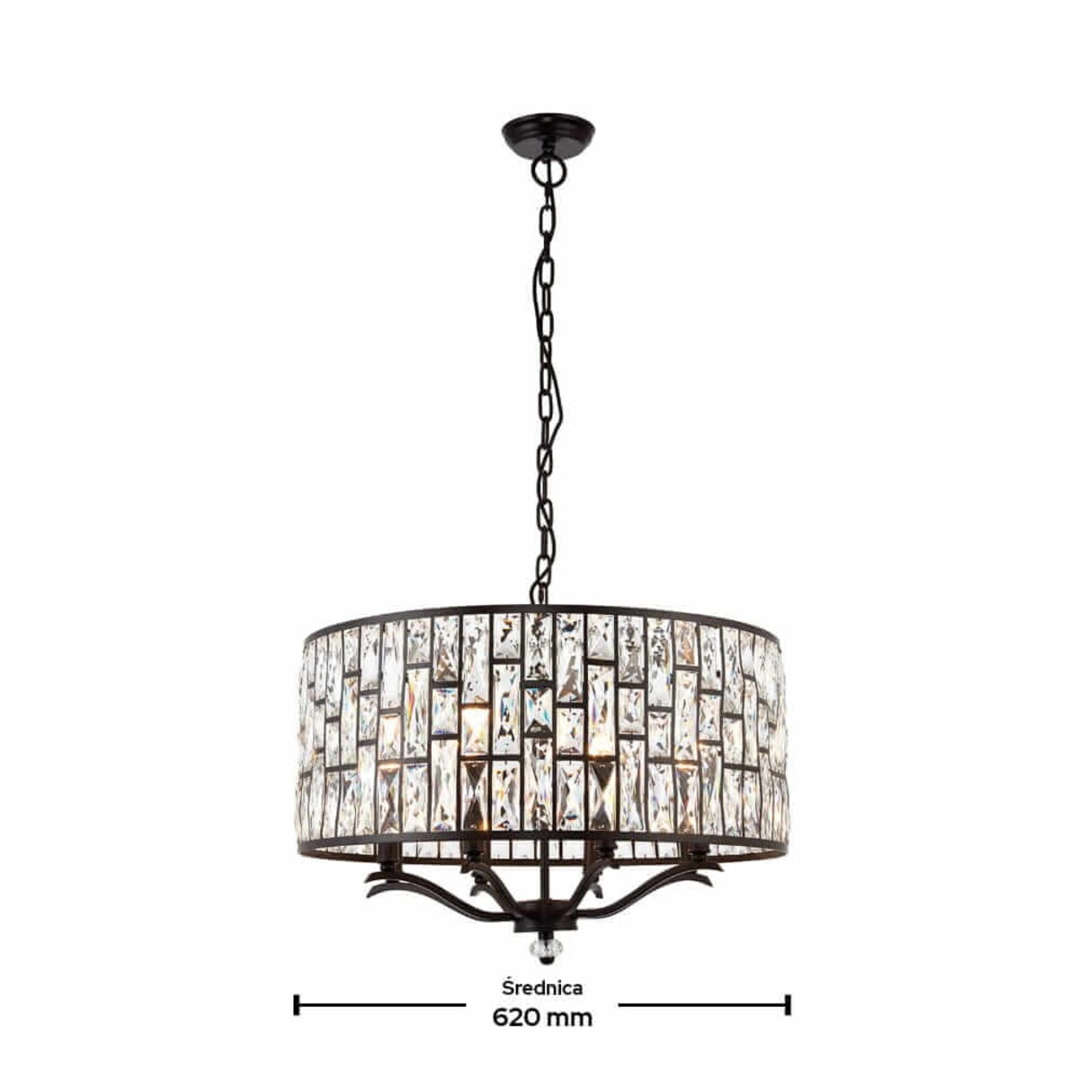 Wisząca lampa glamour Bele 69391 Endon kryształ czarny okrąg przezroczysty