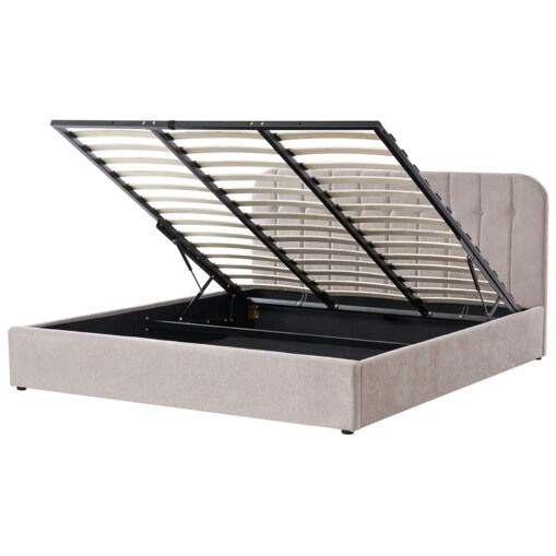 Łóżko z pojemnikiem CHALLANS 180 x 200 cm Beżowoszary