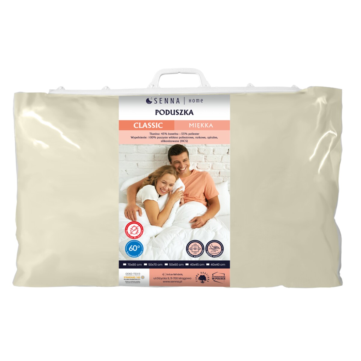 Poduszka 50x70 CLASSIC MIĘKKA Kremowa