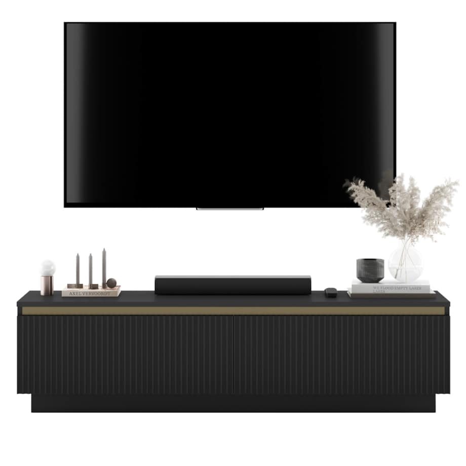 Nowoczesna wisząca / stojącą Szafka RTV Glamour Komoda RTV Czarny Mat 140 cm