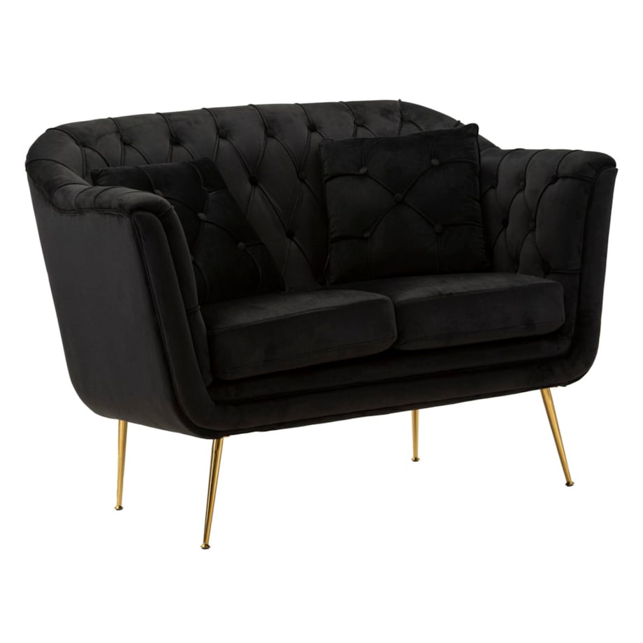 Sofa Budapest, kolor czarny, poliester, sklejka i żelazo, 130 x 83 x 91 cm, do salonu, Mauro Ferretti