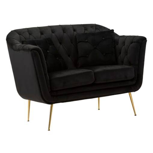 Sofa Budapest, kolor czarny, poliester, sklejka i żelazo, 130 x 83 x 91 cm, do salonu, Mauro Ferretti
