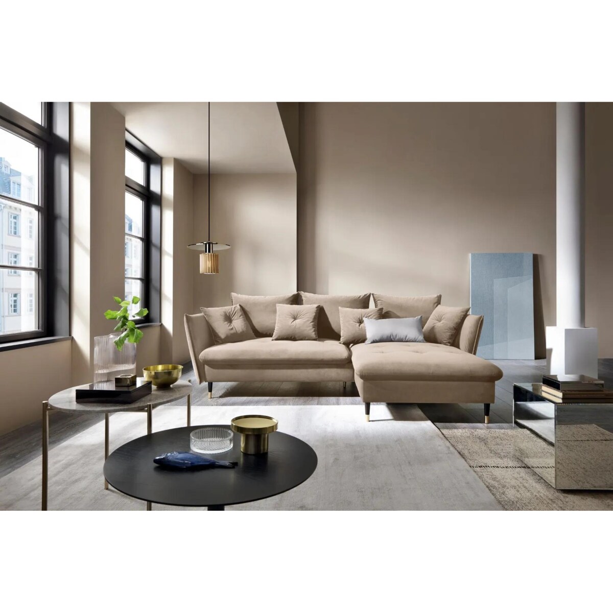 Narożnik z funkcją spania ATENA beżowy prawy/lewy