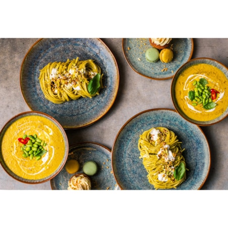 Serwis obiadowy Aokari niebiesko-biały na 12 osób 36 szt. Nowoczesny Do zmywarki Komplet talerzy