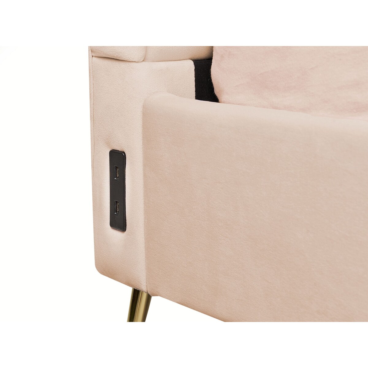 Łóżko welurowe 140 x 200 cm z portem USB beżowe MIRIBEL