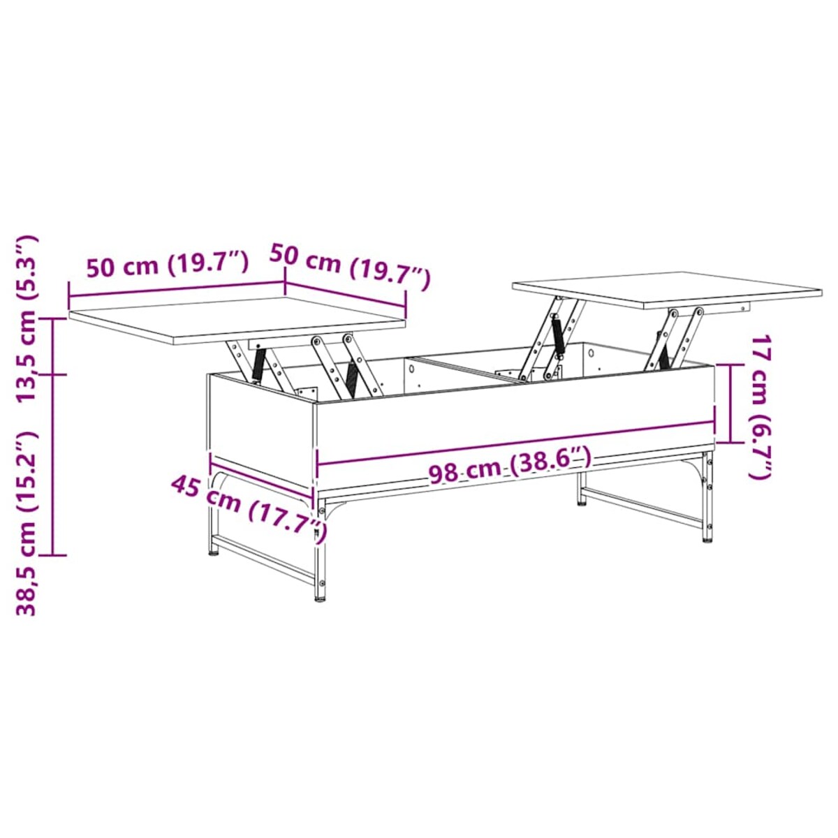 vidaXL Stolik kawowy, czarny, 100x50x40 cm