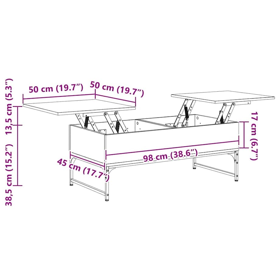vidaXL Stolik kawowy, czarny, 100x50x40 cm
