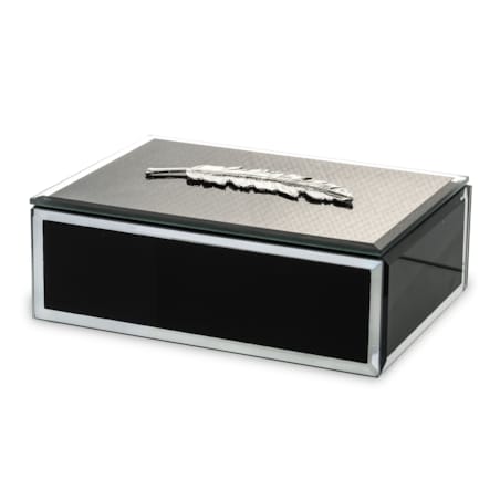 Szkatułka szklana na biżuterię 16x12x6 cm Srebrny Liść