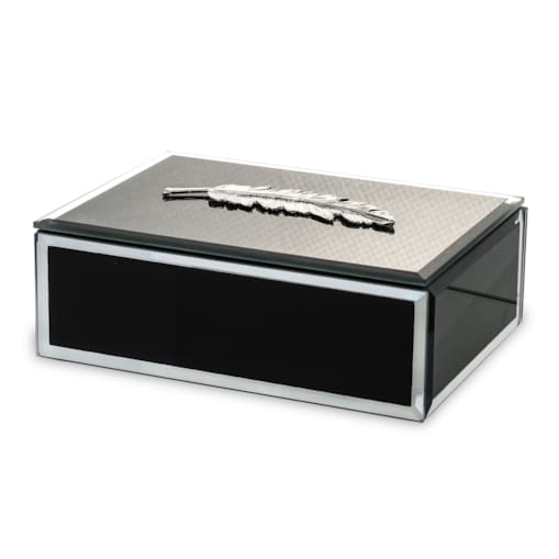 Szkatułka szklana na biżuterię 16x12x6 cm Srebrny Liść