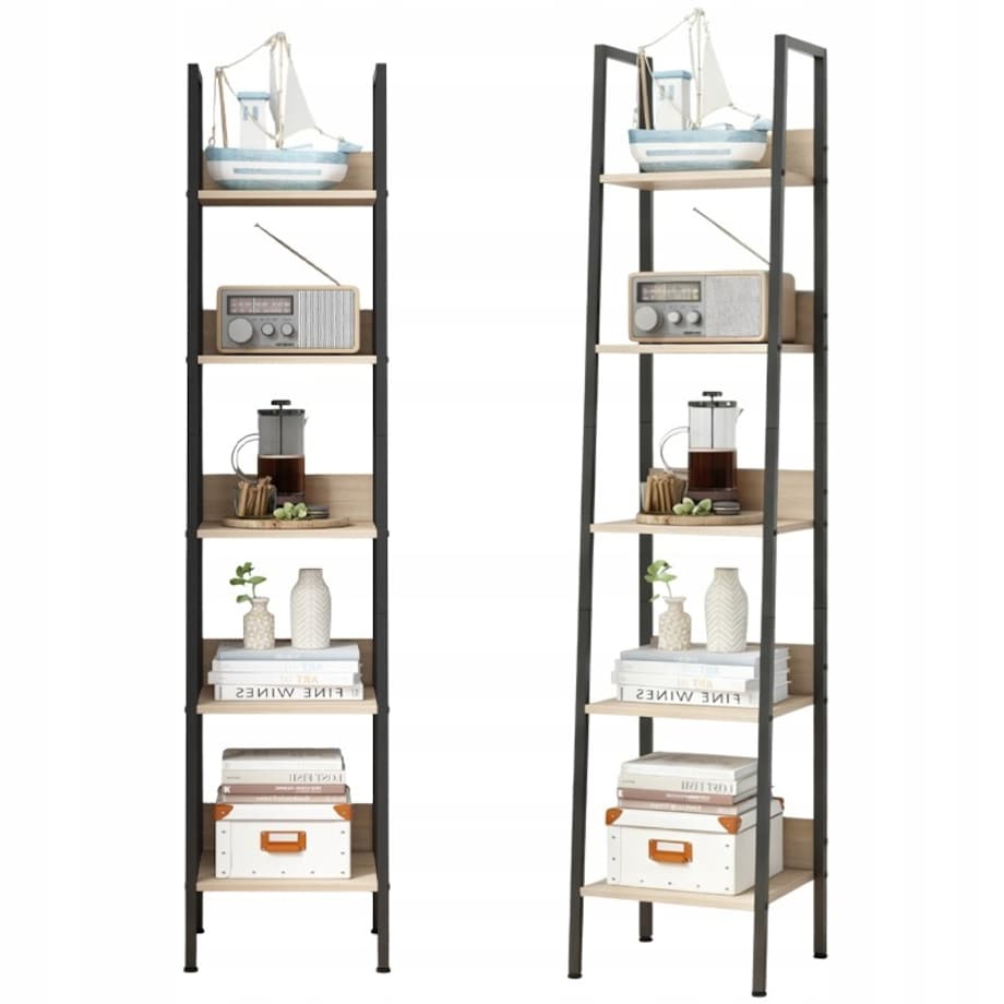 Industrialny wysoki regał stojący jasny brąz 5 półek skandynawski 170 cm