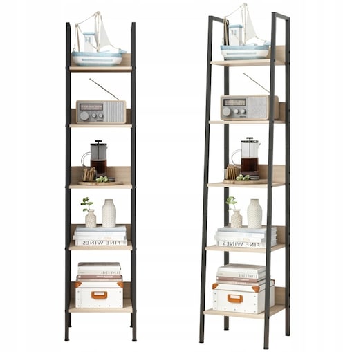 Industrialny wysoki regał stojący jasny brąz 5 półek skandynawski 170 cm