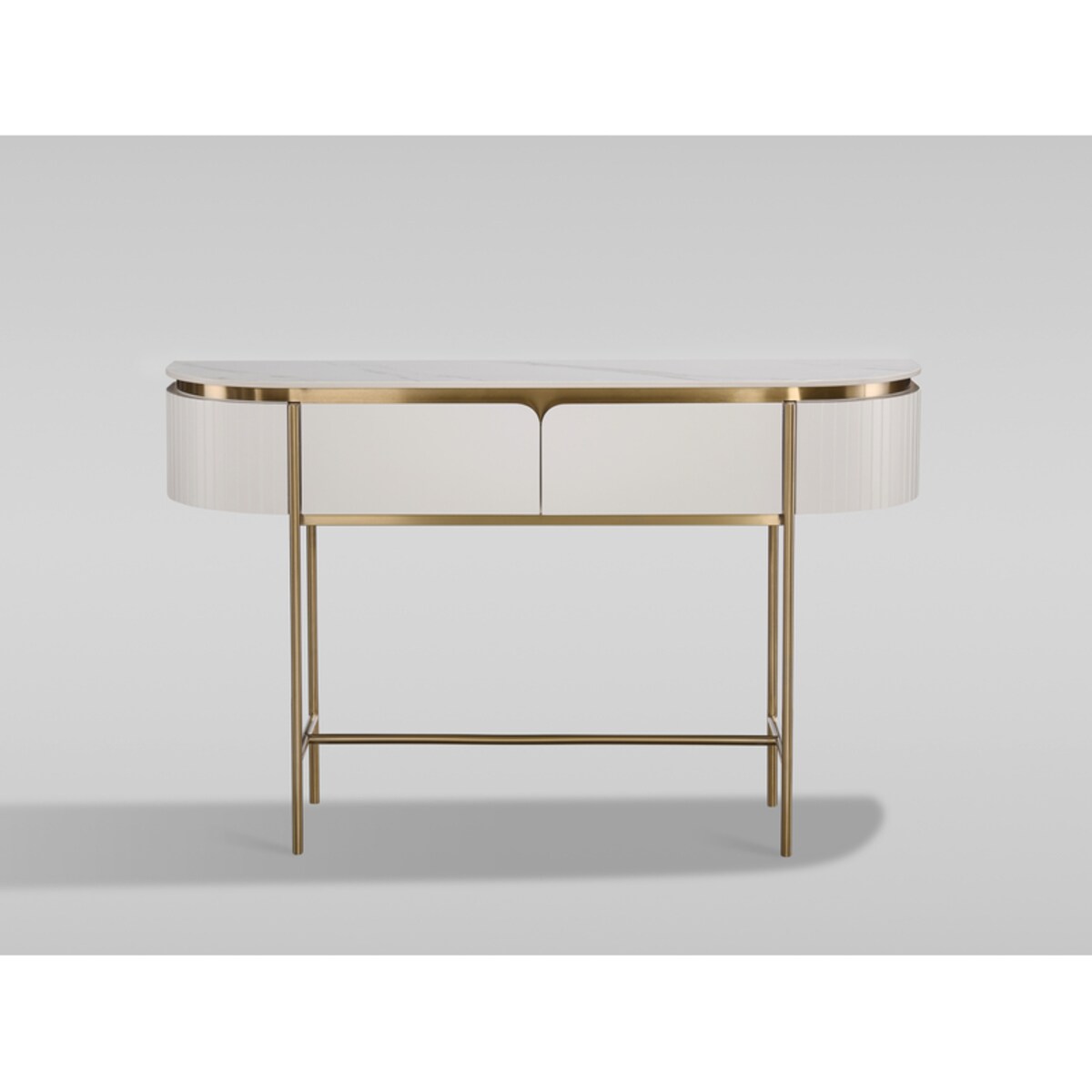 Konsola glamour ecru złota Bueno z marmurem 140x36x86