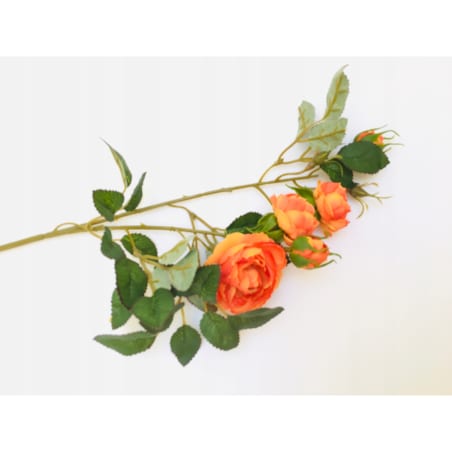 GAŁĄZKA RÓŻA pomarańczowa stroika bukietu sztuczna wiązanka pączki liście