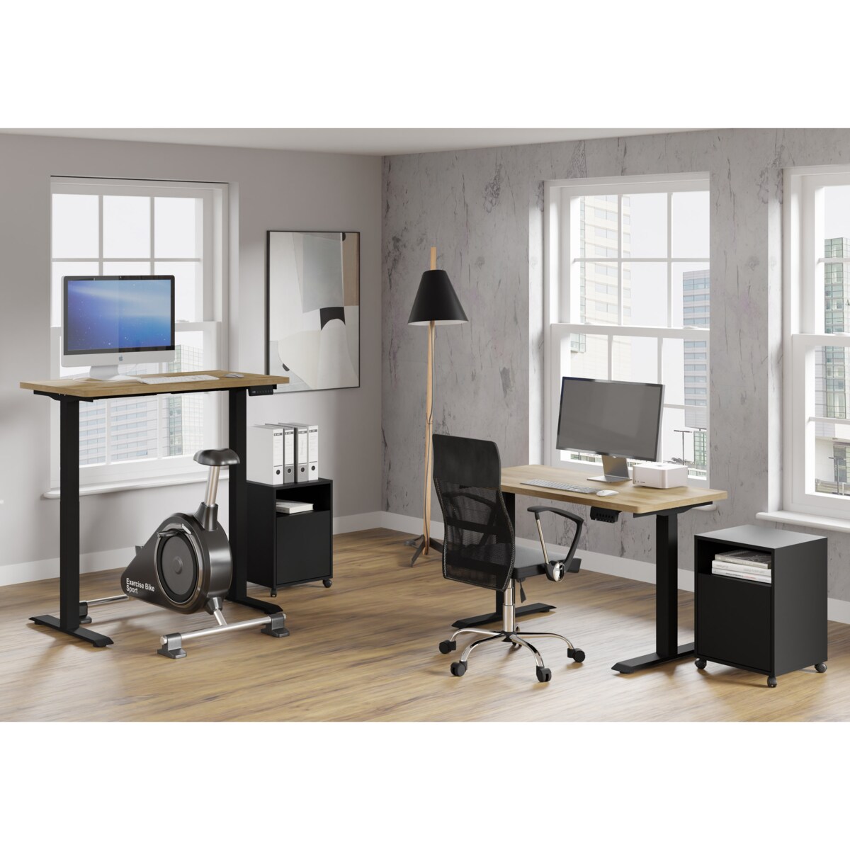 Biurko elektryczne z regulacją BIMotion 2S 120x65 czarny/dąb