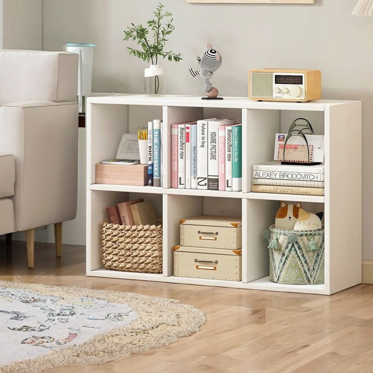 Regał Otwarty Komoda Kostka 2x3 Biały Na Książki Biurowy Nowoczesny 90cm