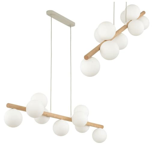 Lampa wisząca ESTERA WOOD 5906 TK Lighting 9xG9 biała drewno 117 cm regulowana do jadalni i kuchni