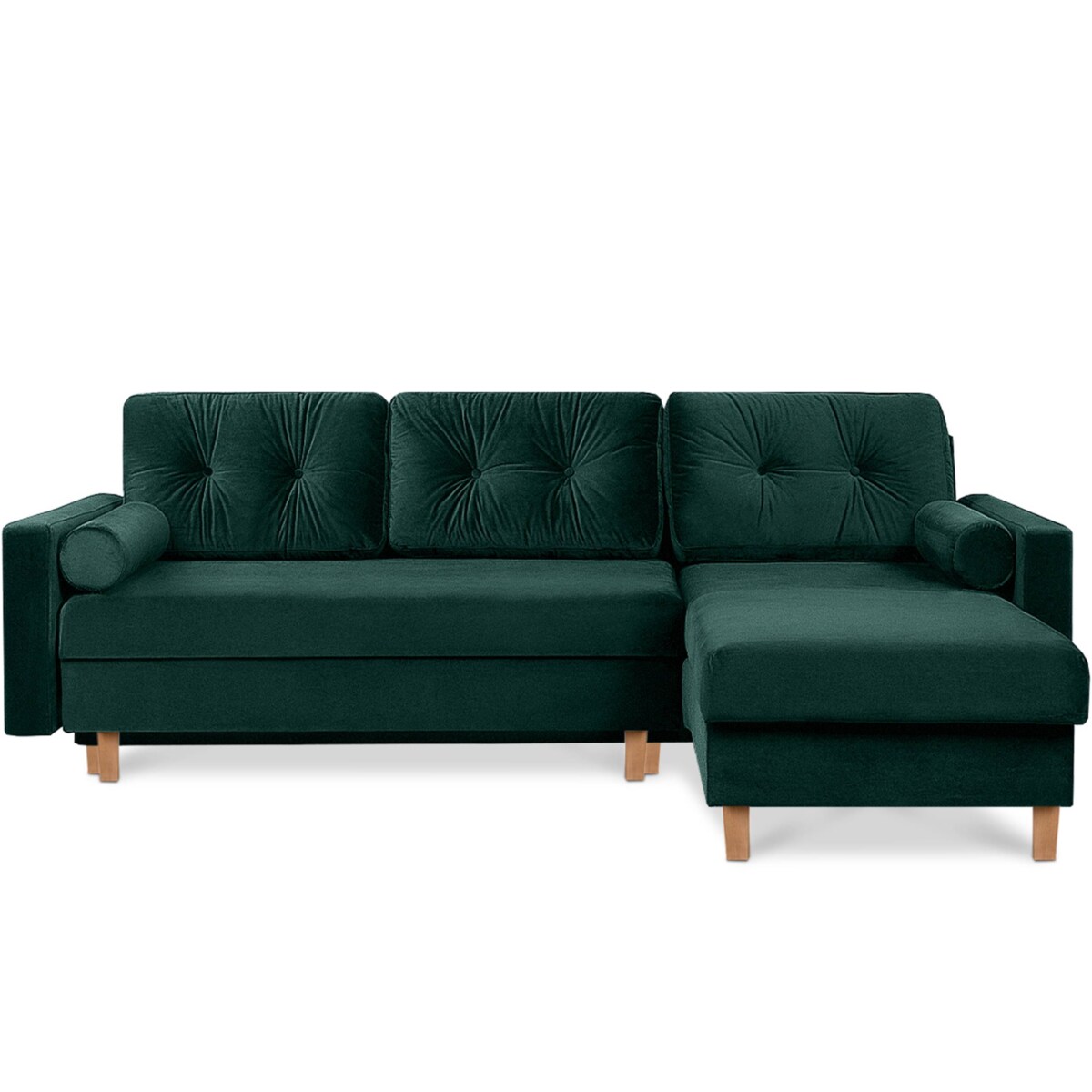 KONSIMO ERISO Narożnik welurowy w kolorze butelkowej zieleni do salonu