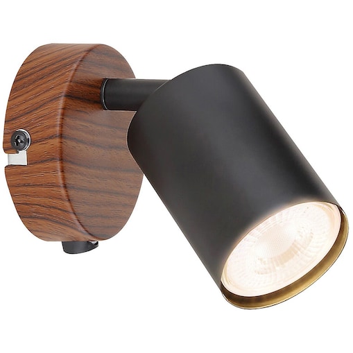 Ścienna lampa sypialniana Edmund 5295 kinkiet regulowany czarny drewno