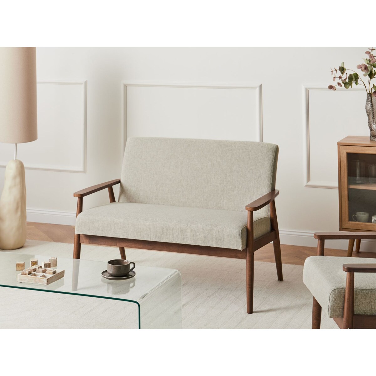 Sofa dla 2 osób ESRUM Ciemny brąz/ szary