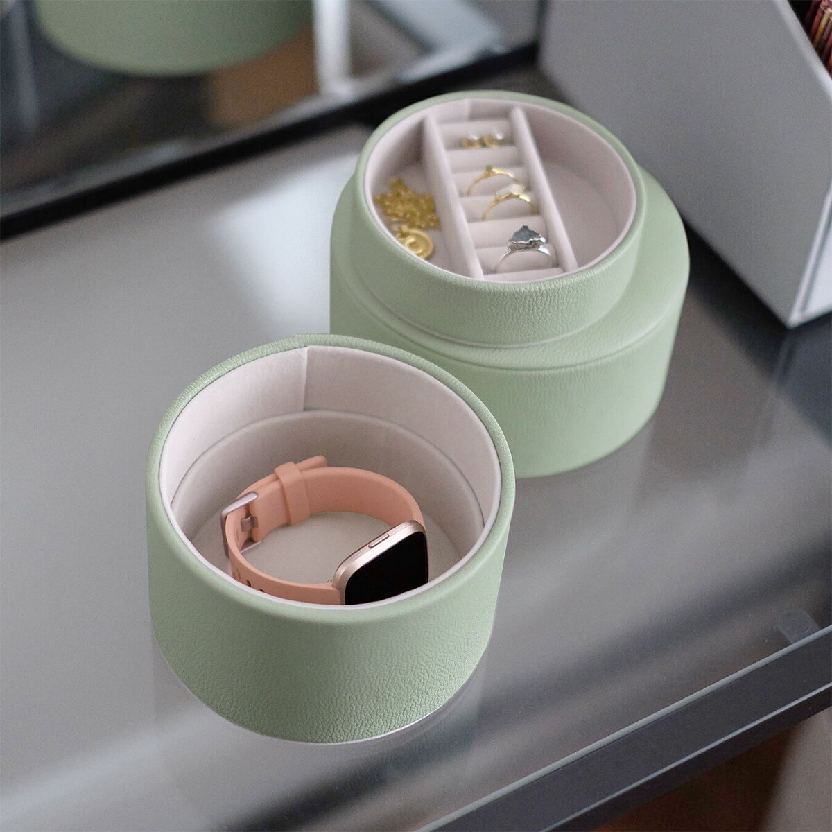 Pudełko na biżuterię Stackers Pod zieleń szałwiowa podwójne