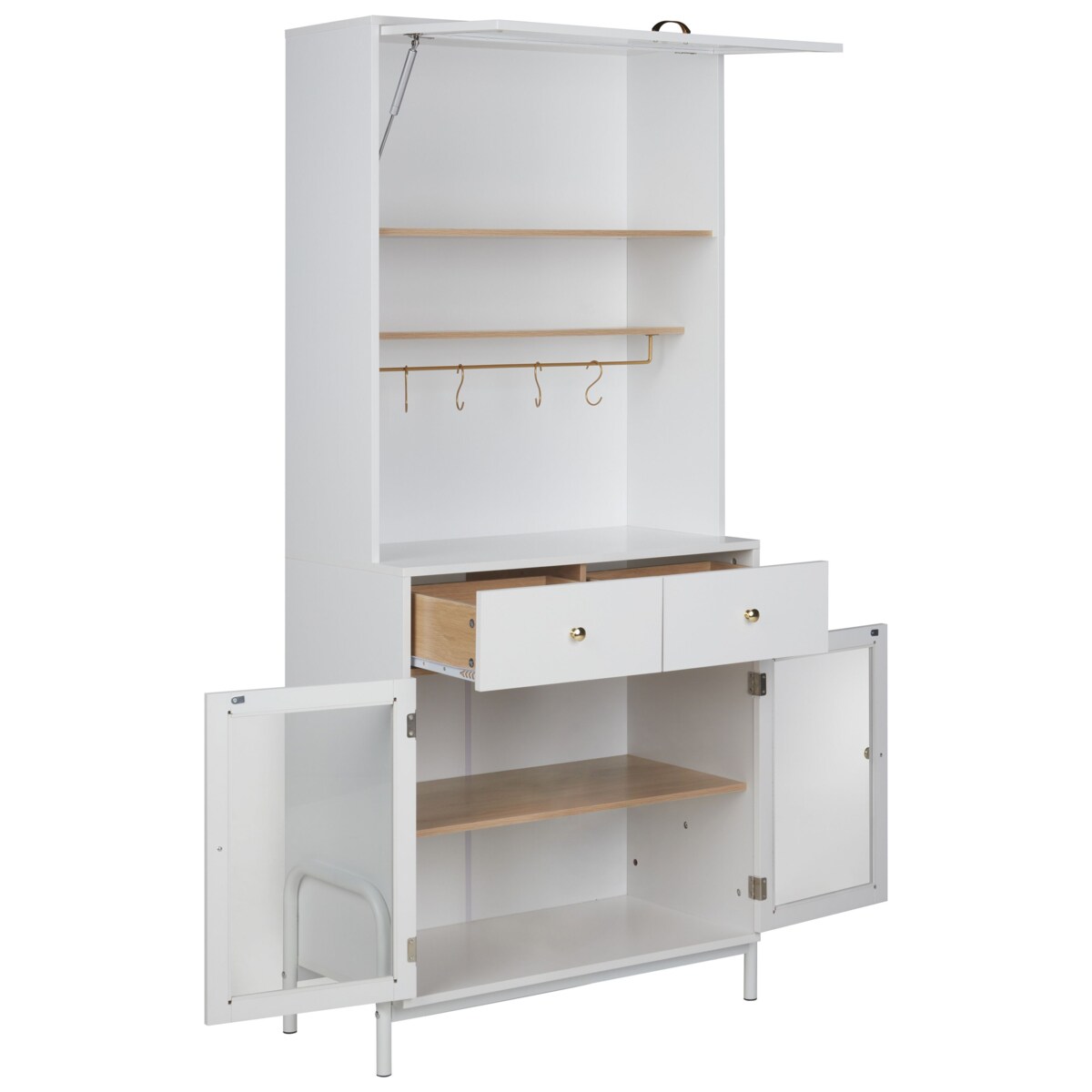 Szafka ze szklanymi gablotami biała PARLIN