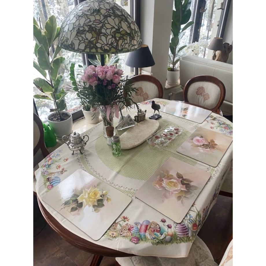 Obrus Okrągły Wielkanocny Na Stół 165 Cm Ozdobny Dekoracyjny